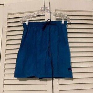 Vintage Side1 Size Small 100% Nylon 80s Teal Blue Shorts Swim Trunks